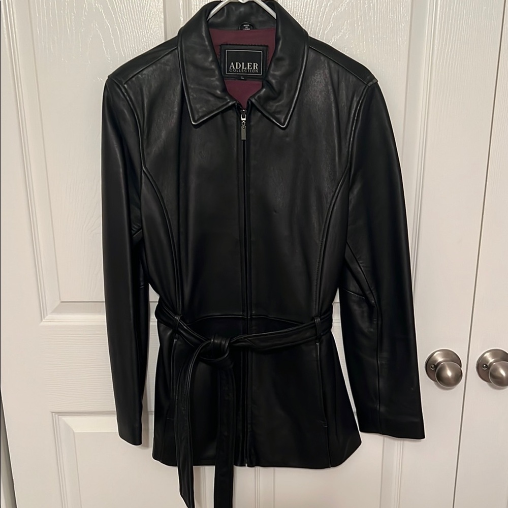 Adler Collection Leather Belted Jacket